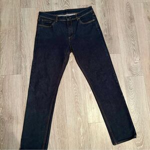 Ermenegildo ZEGNA Slim Trouser Straight Jean Dark Wash Contrast Stitch 34 x 31